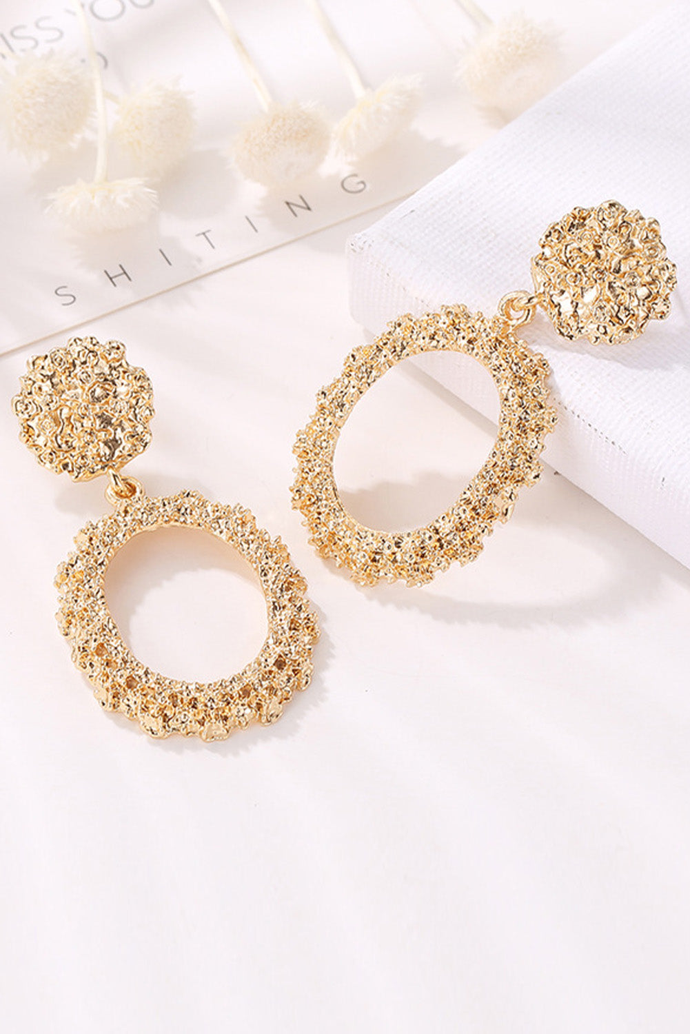 Gold Glittering Circle Dangle Earrings - LA Grand