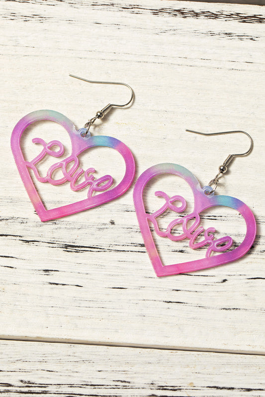 Pink Love Hollowed Heart Valentines Fashion Earrings - LA Grand