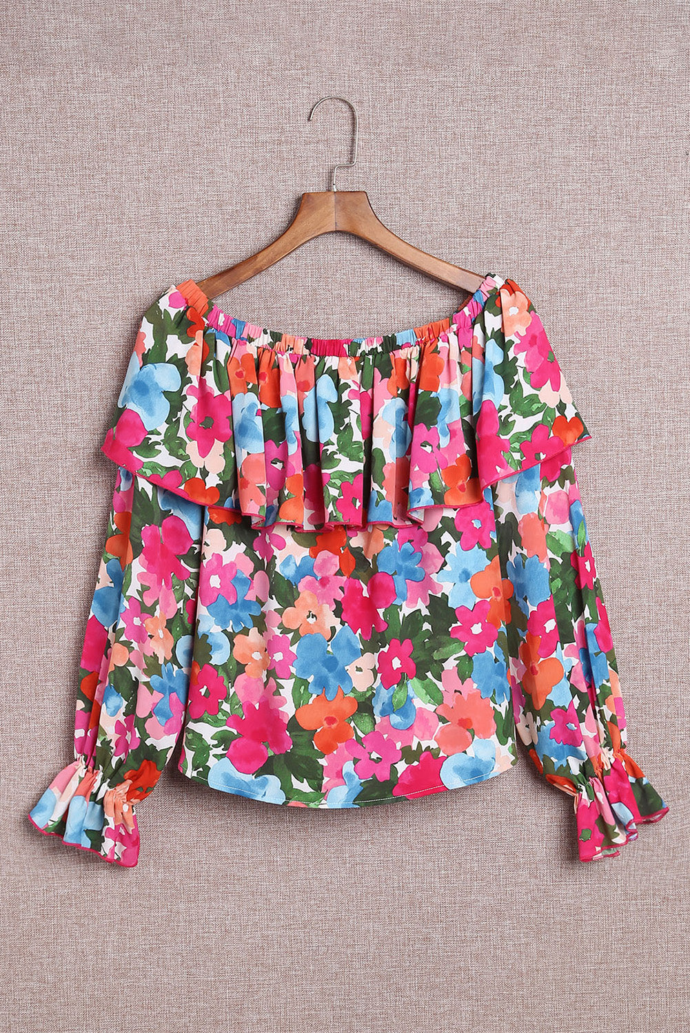 Floral Print Ruffled Off Shoulder Blouse - LA Grand