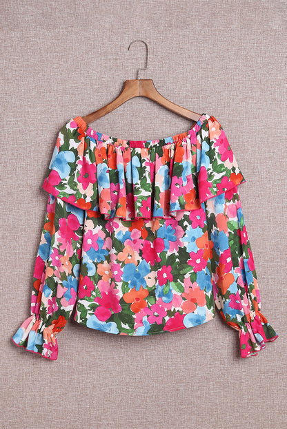 Floral Print Ruffled Off Shoulder Blouse - LA Grand