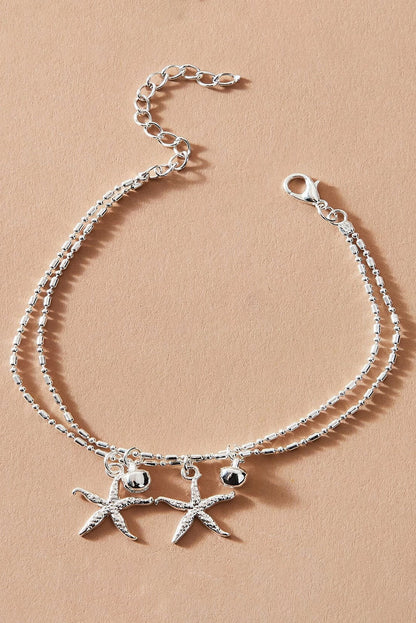 Silver Starfish Bell Dual-Layered Anklet - LA Grand