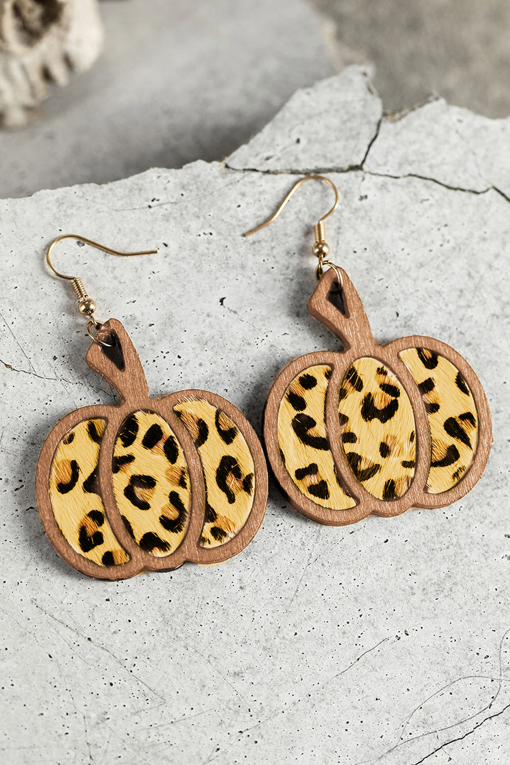 Brown Animal Print Pumpkin Shape Drop Earrings - LA Grand