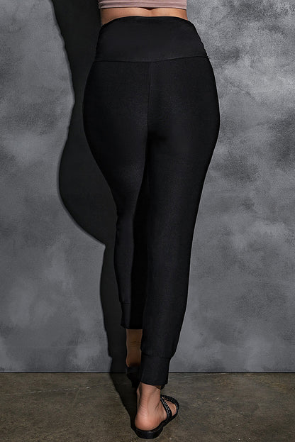 Black High Waist Pleated Pocket Leggings - LA Grand