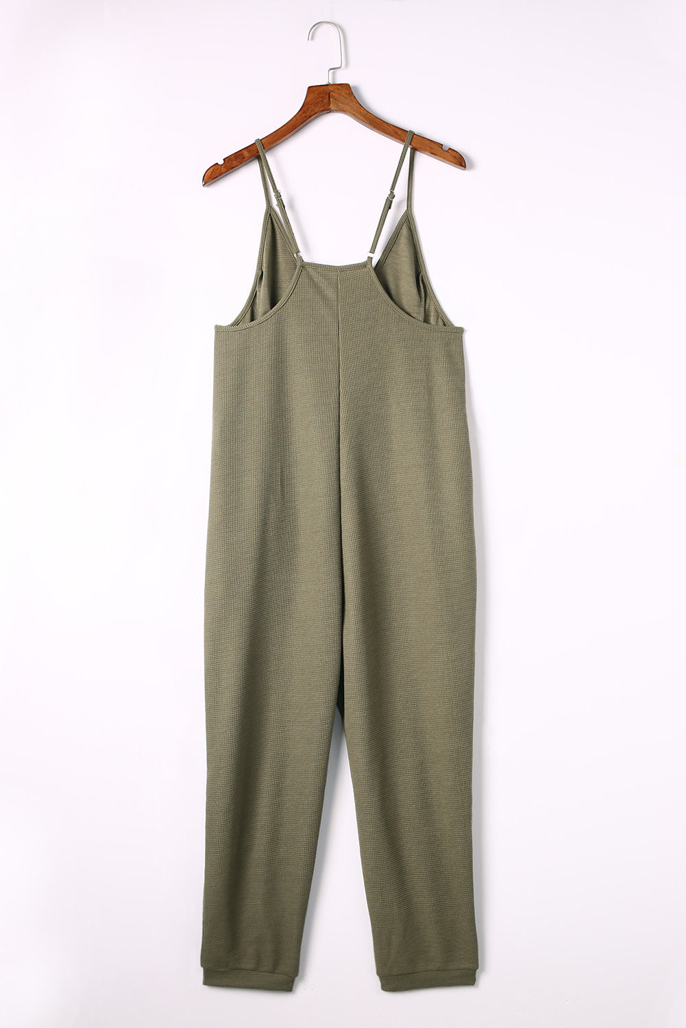 Blue Textured Sleeveless V-Neck Pocketed Casual Jumpsuit - LA Grand