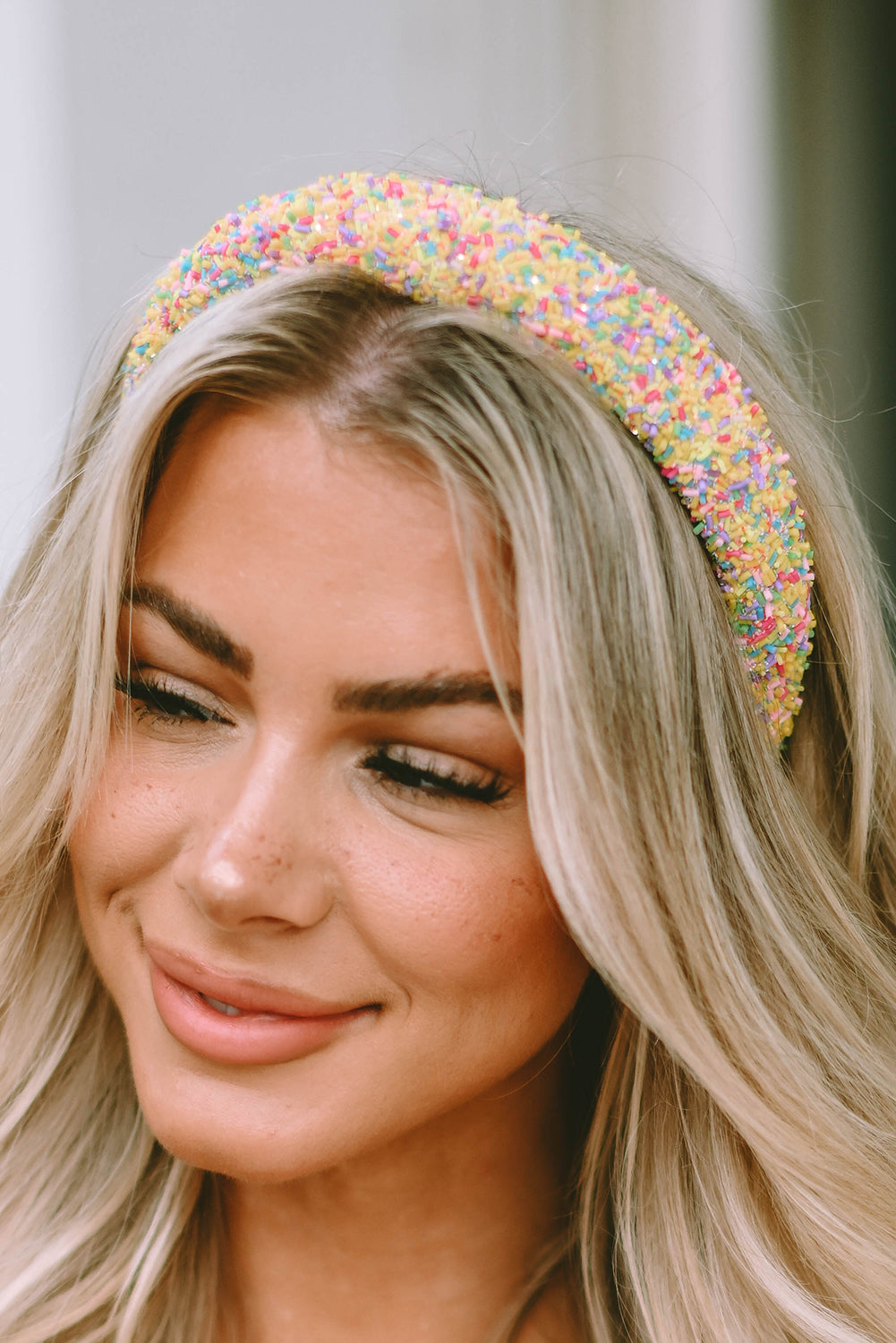 Yellow Cute Sprinkle Color Block Hair Hoop - LA Grand