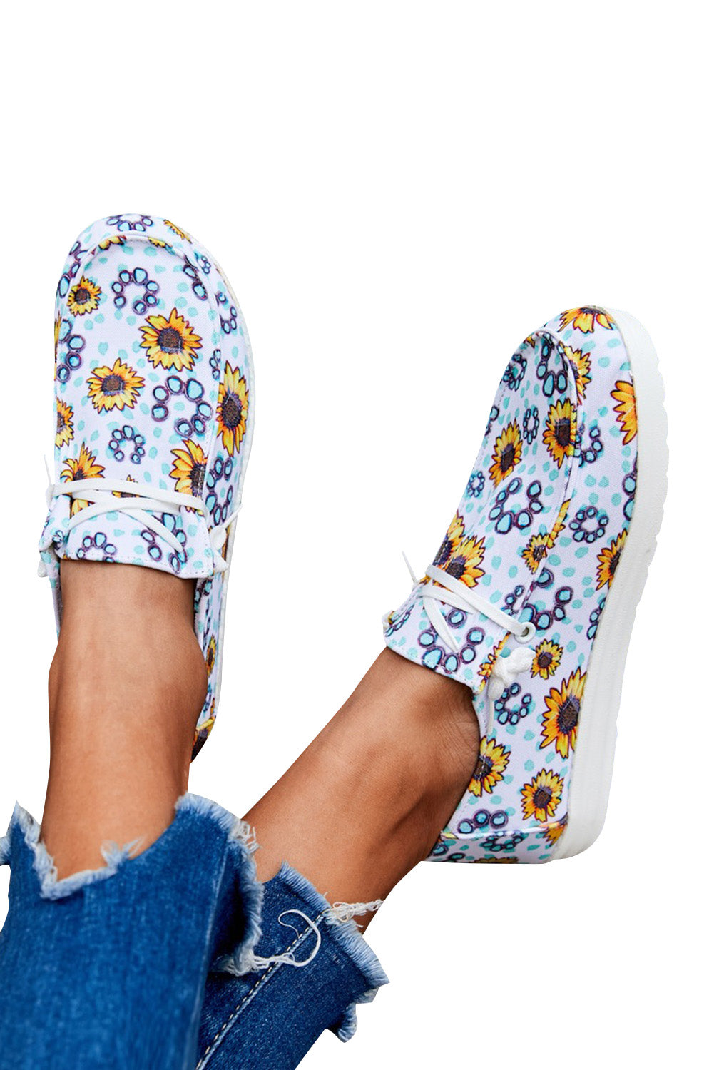 White Sunflower Slip On Shoes - LA Grand