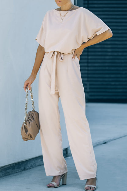 Indigo Glamour: Belted Wide Leg Jumpsuit - LA Grand