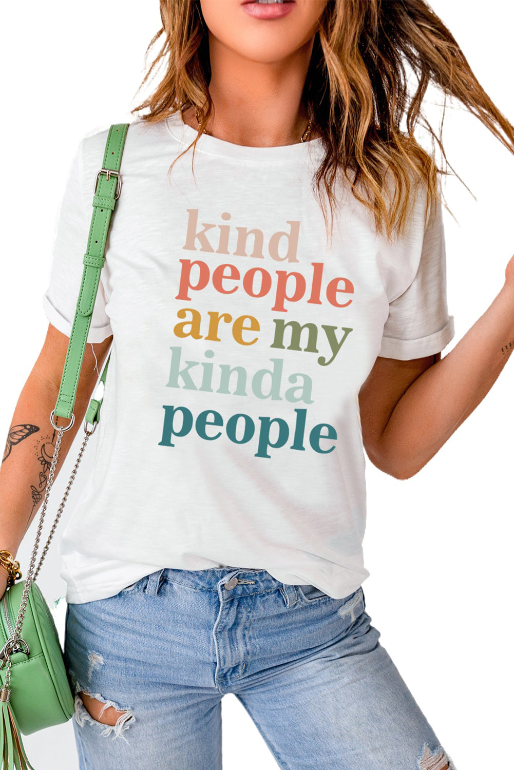 White Kind People Are My Kinda People Crew Neck T Shirt - LA Grand