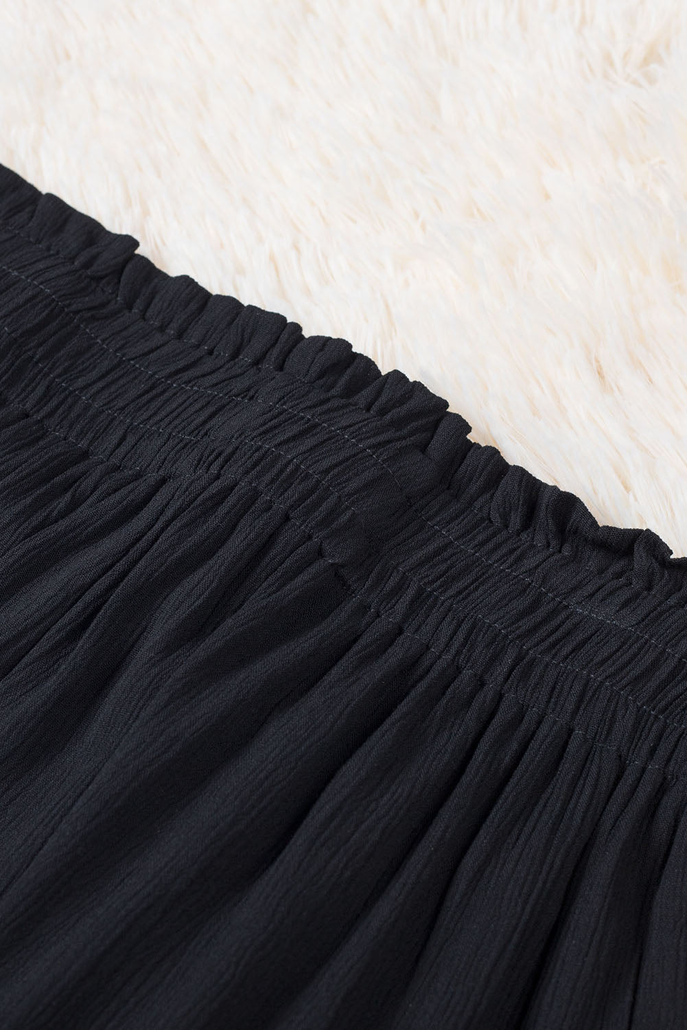 Black Smocked High Waist Shorts - LA Grand