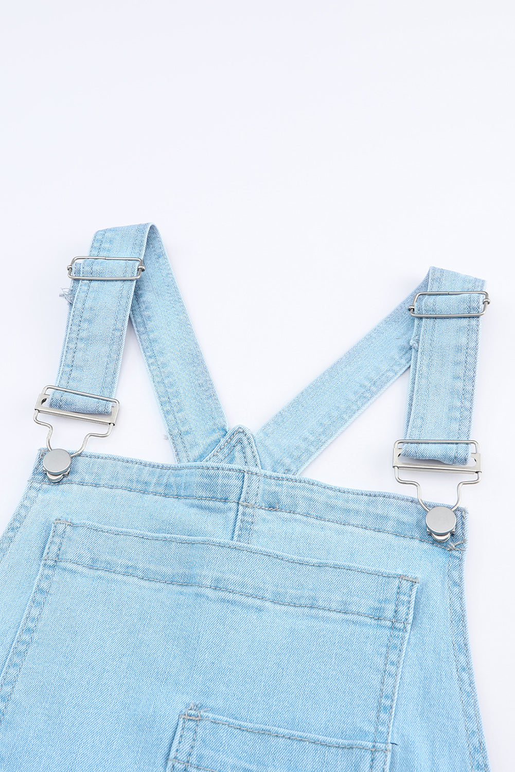 Sky Blue Constructed Bib Pocket Distressed Denim Overalls - LA Grand