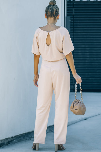 Indigo Glamour: Belted Wide Leg Jumpsuit - LA Grand