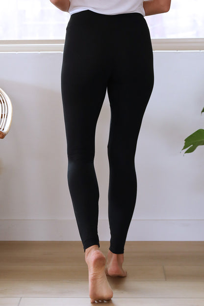 Black Stretchy Fit High Waist Leggings - LA Grand