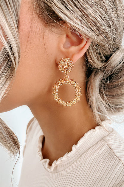 Gold Glittering Circle Dangle Earrings - LA Grand