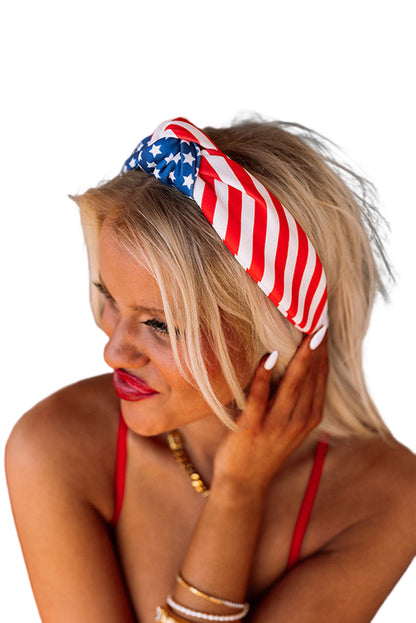 Multicolor American Flag Bow Knot Wide Headband - LA Grand