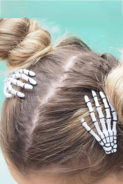 Bright White 1pcs Skeleton Hand Halloween Hair Clip - LA Grand