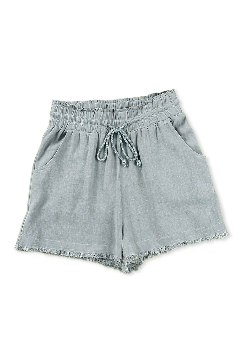 Gray Drawstring Frayed Edge Pocketed Shorts - LA Grand