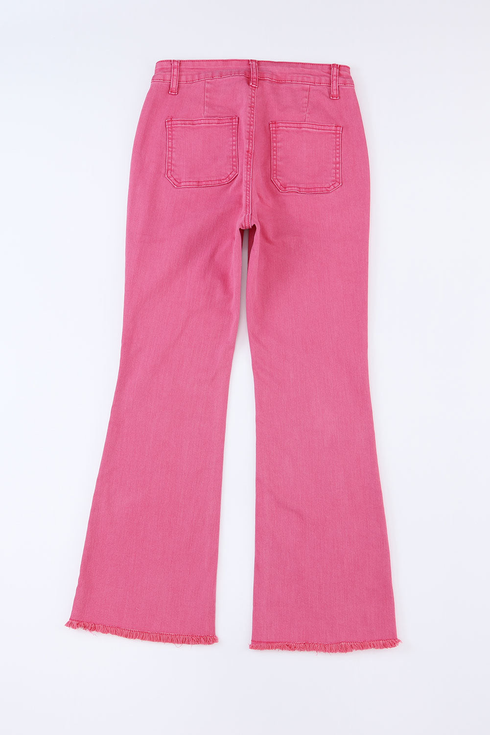 Pink Ankle-length Flare Leg Raw Hem Jeans - LA Grand