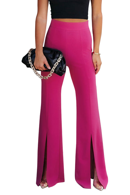 Rose Split Hem High Waist Pants - LA Grand