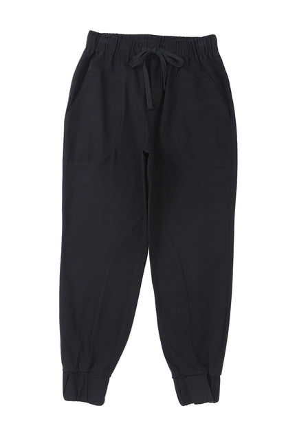 Black High Waist Drawstring Pocketed Pants - LA Grand