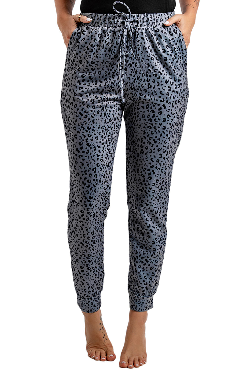 Black Breezy Leopard Joggers - LA Grand