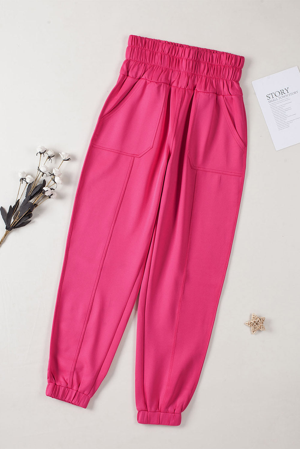 Rose Smocked Waist Jogger Pants - LA Grand