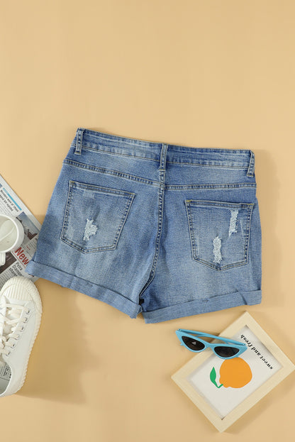 Vintage Faded and Distressed Denim Shorts - LA Grand