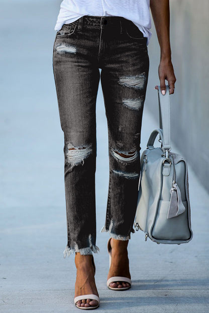 Light Blue Distressed Denim Pants - LA Grand