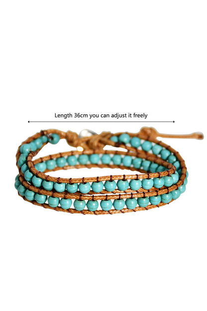 Green Double-Layer Hand-Woven Turquoise Beaded Bracelet - LA Grand