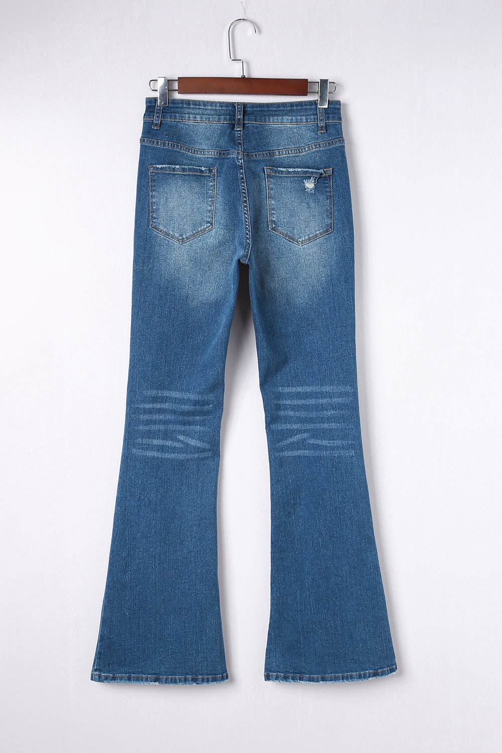 Sky Blue Medium Wash High Rise Flare Jeans - LA Grand