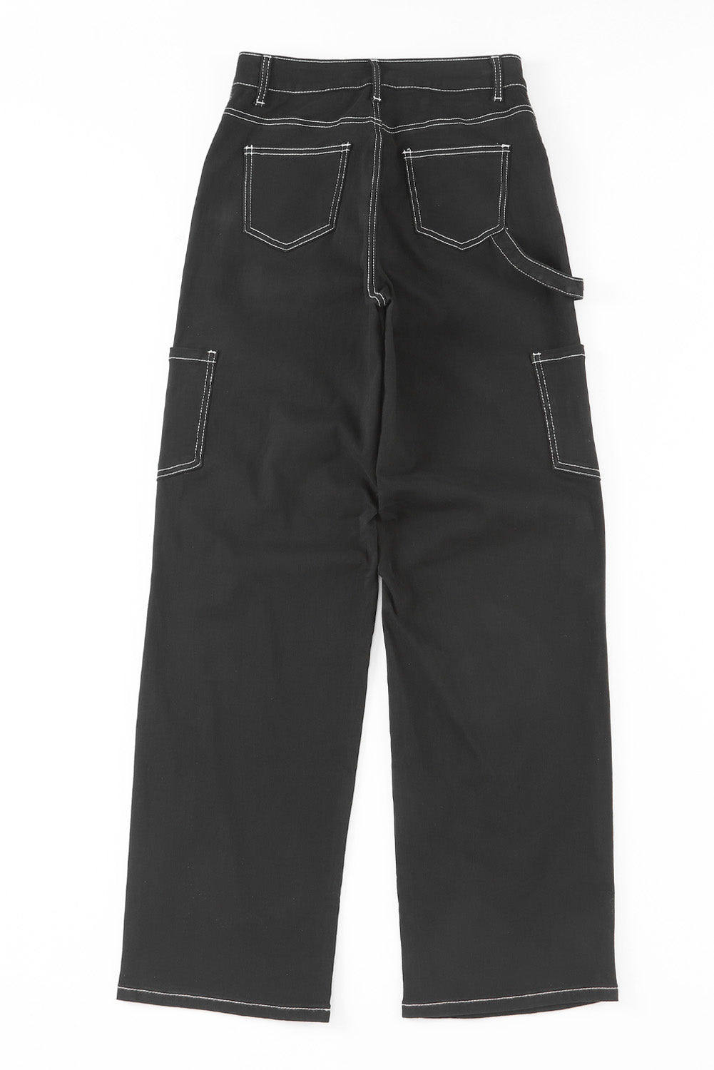 Black High Waist Straight Leg Cargo Pants with Pockets - LA Grand