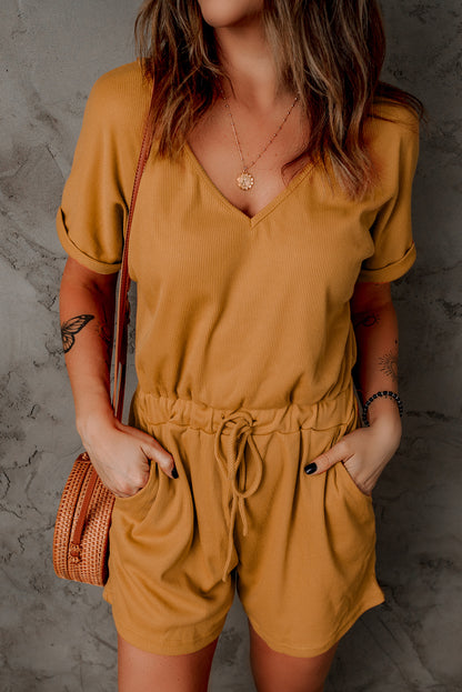 Brown Pocketed Knit Romper - LA Grand