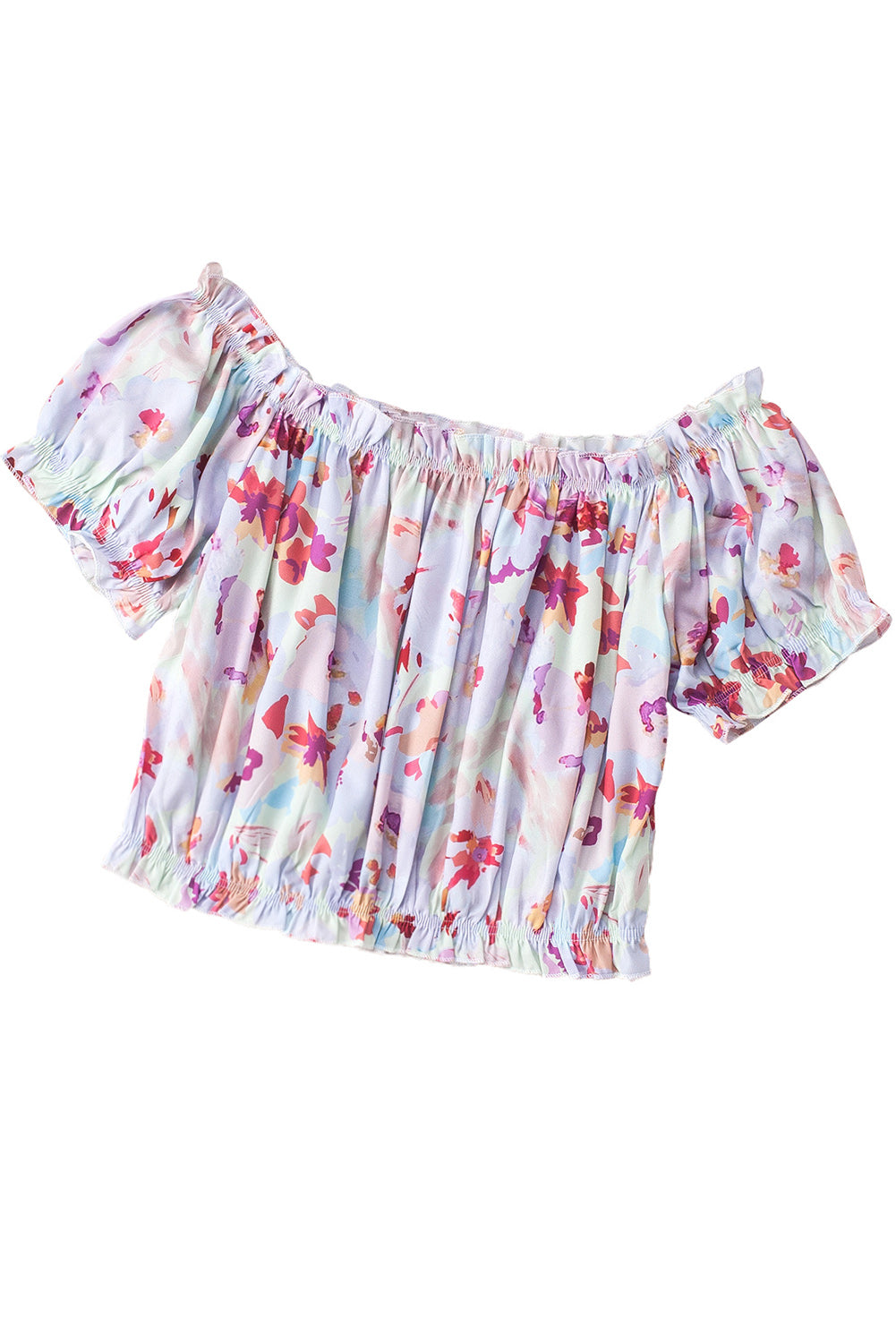 Multicolor Floral Print Off Shoulder Puff Sleeve Blouse - LA Grand