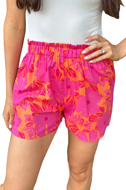 Pink Floral Print Smocked Waist Shorts - LA Grand