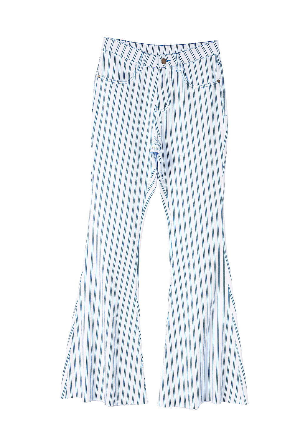 White High Waist Striped Print Flared Pants - LA Grand