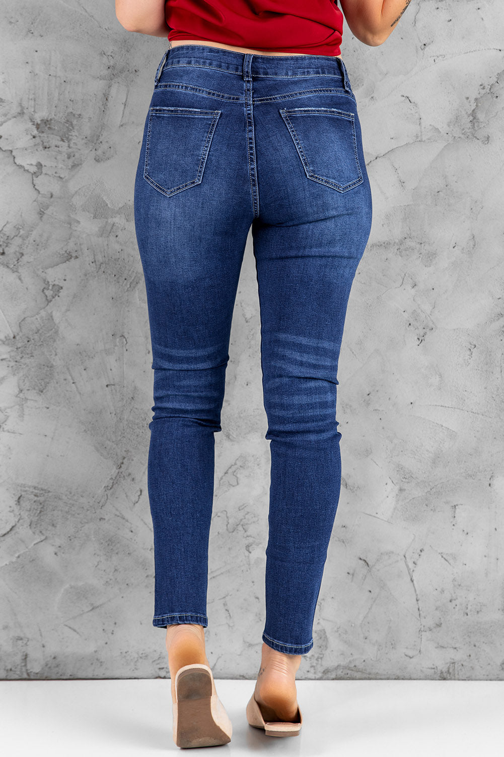 Blue High Rise Skinny Button Fly Jeans - LA Grand