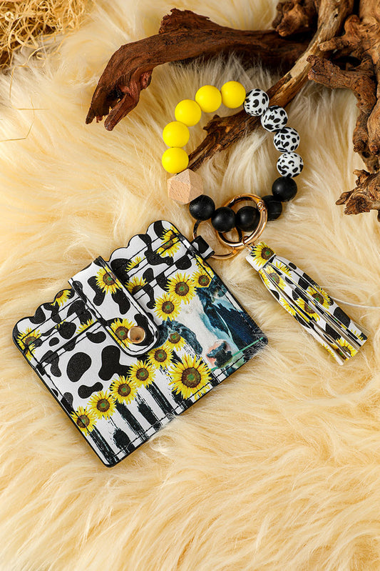 Multicolor Sunflower Cow Print Silicone Bead Card Bag - LA Grand