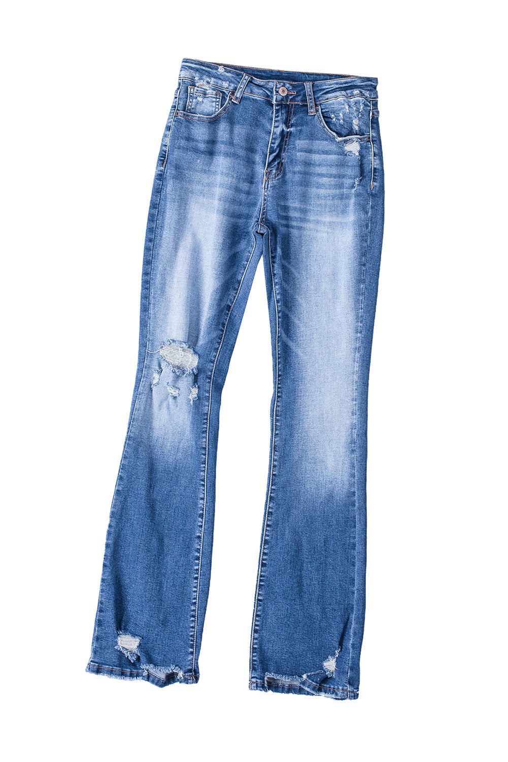 Blue Distressed Flare Jeans - LA Grand