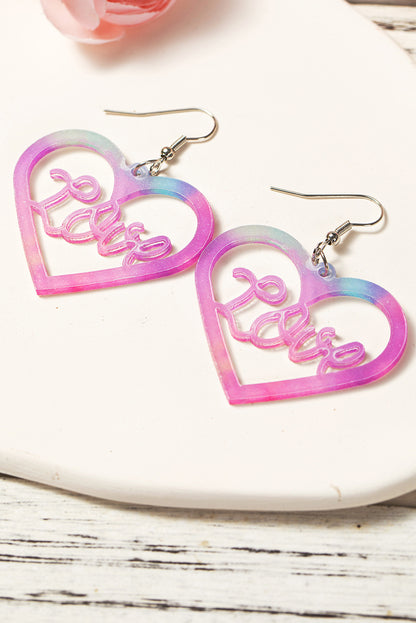 Pink Love Hollowed Heart Valentines Fashion Earrings - LA Grand