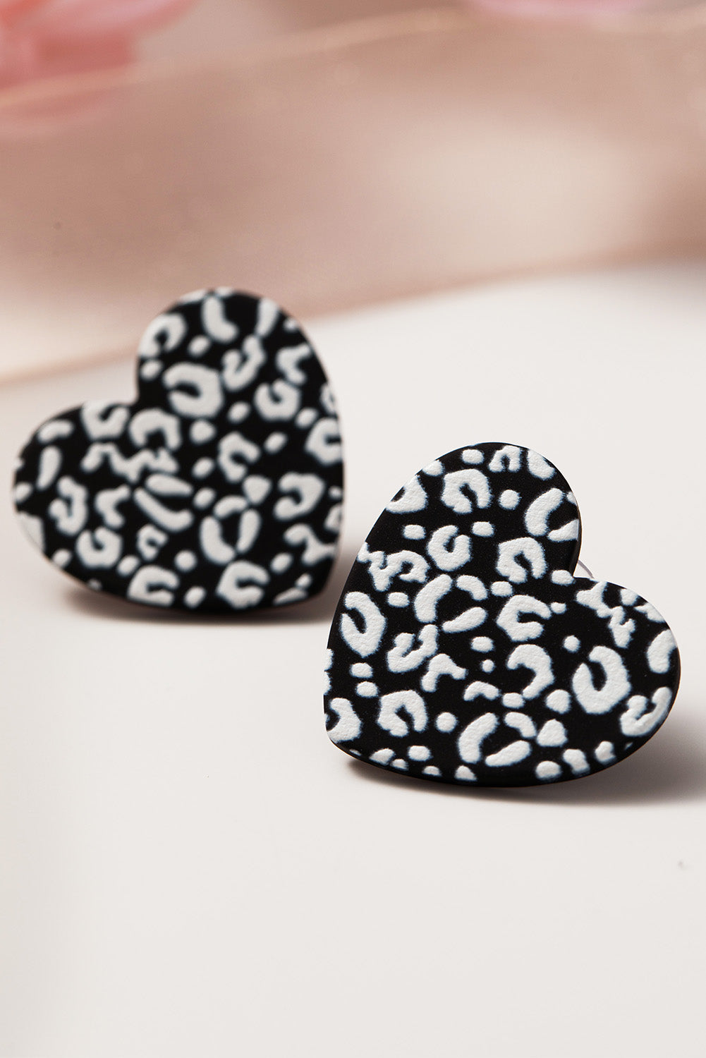 Black Leopard Heart Valentines Day Earrings - LA Grand