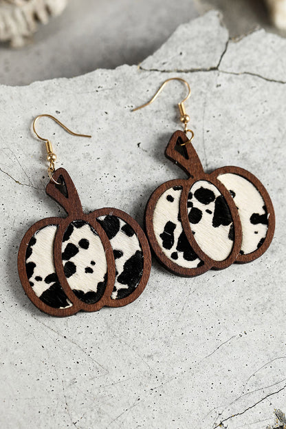 Brown Animal Print Pumpkin Shape Drop Earrings - LA Grand