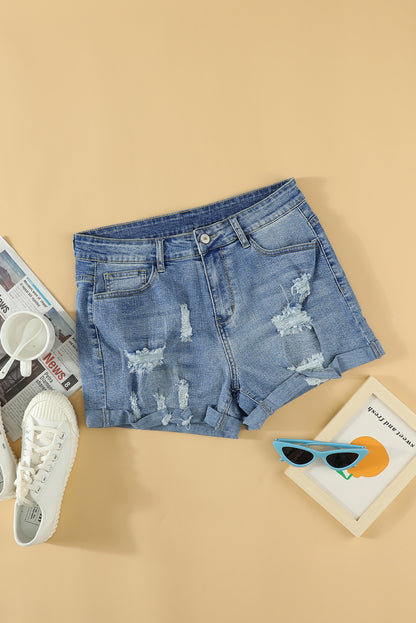 Vintage Faded and Distressed Denim Shorts - LA Grand