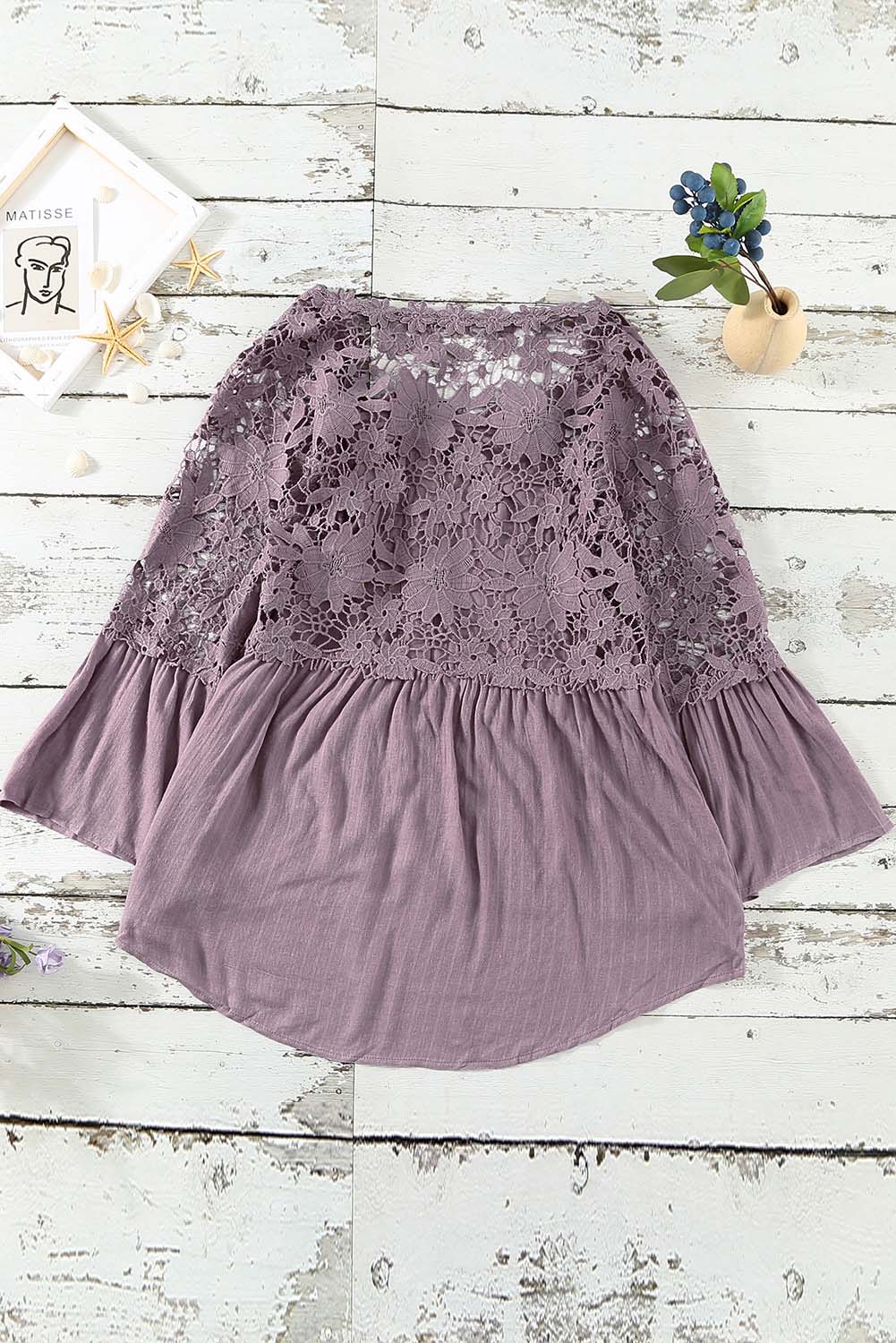 Purple Crochet Lace Button Top - LA Grand