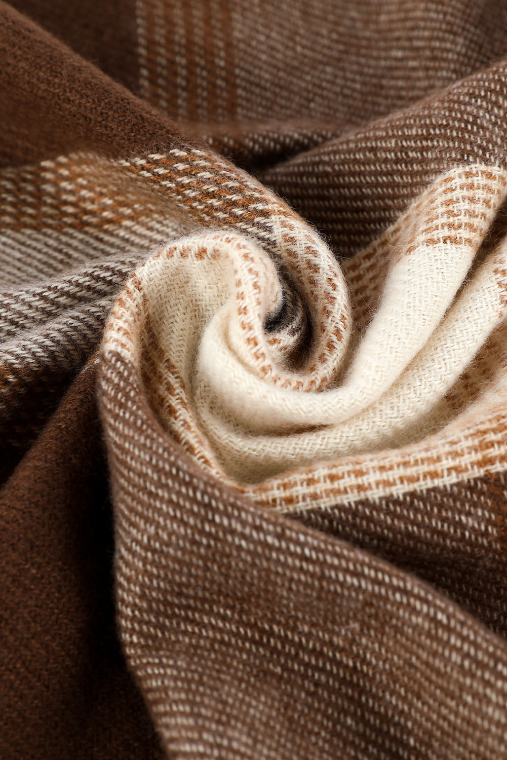 Brown Tasseled Hem Plaid Scarf - LA Grand