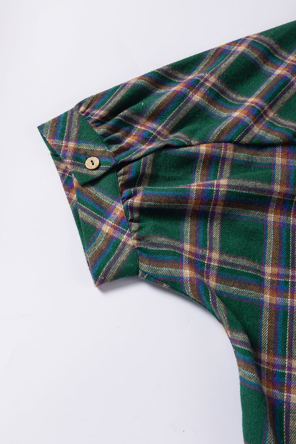 Green Oversized Plaid Half Sleeve Tunic Shirt - LA Grand