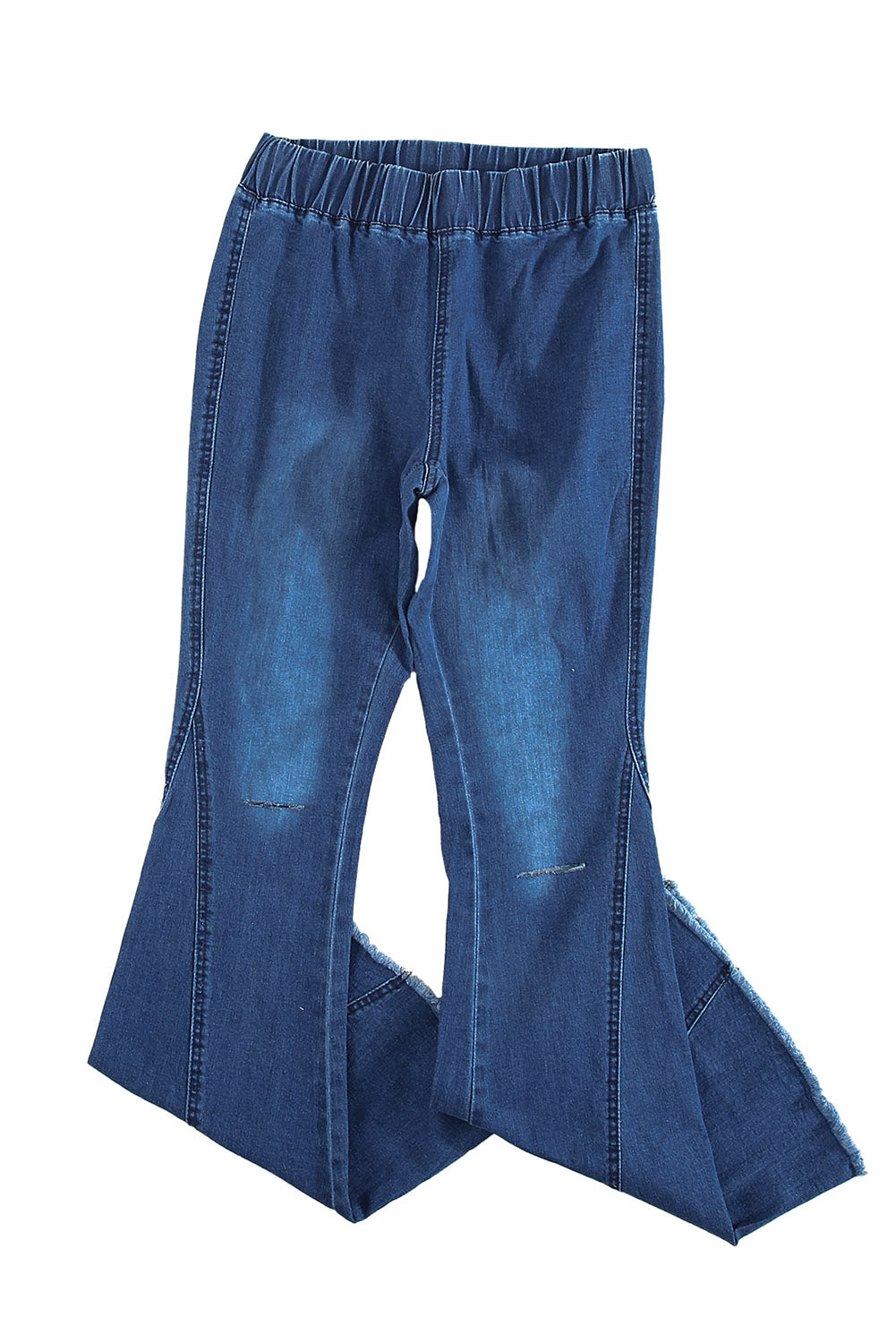 Sky Blue Distressed Bell Bottom Denim Pants - LA Grand