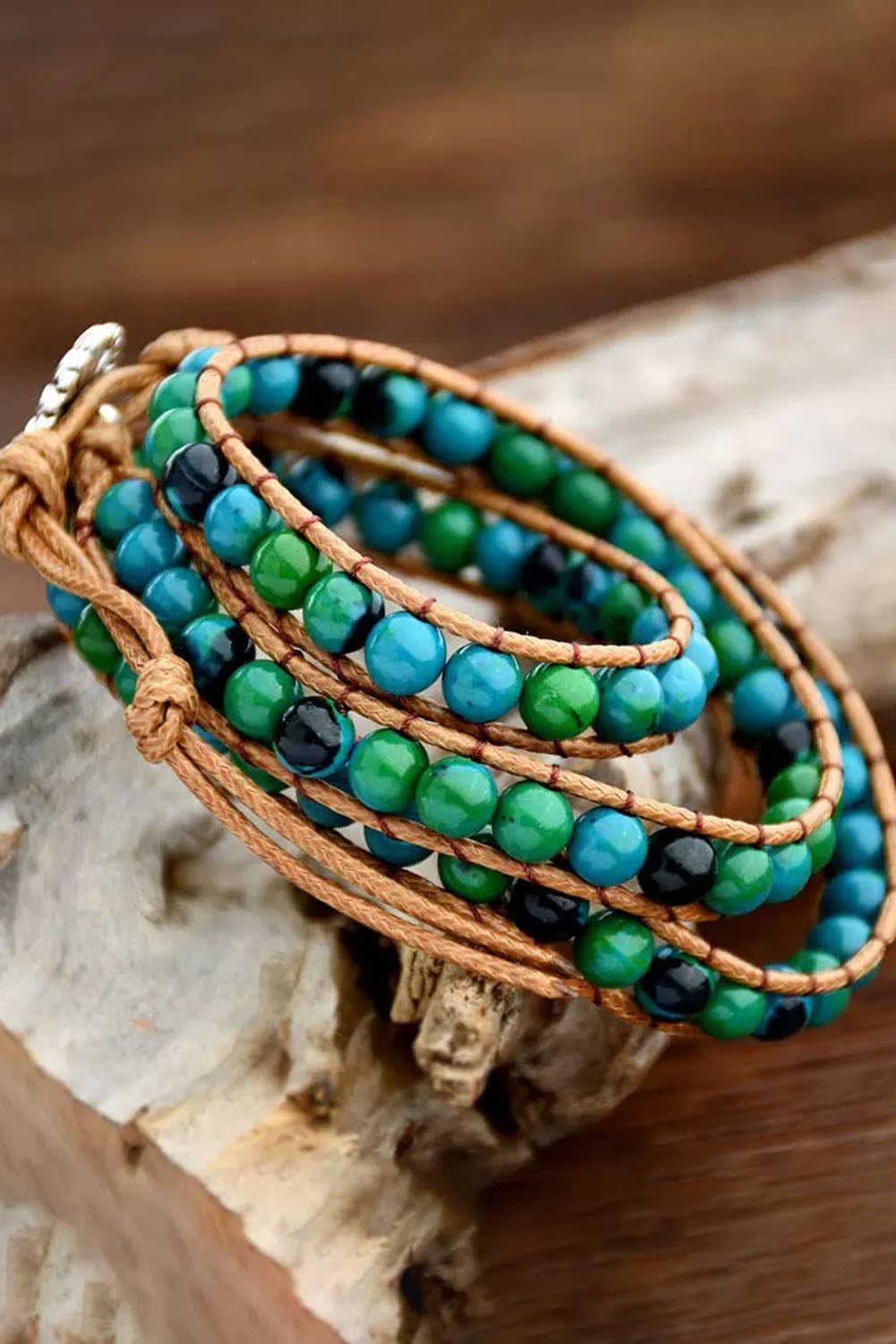 Green Bohemian Sunflower Beading Multi-Layered Bracelet - LA Grand