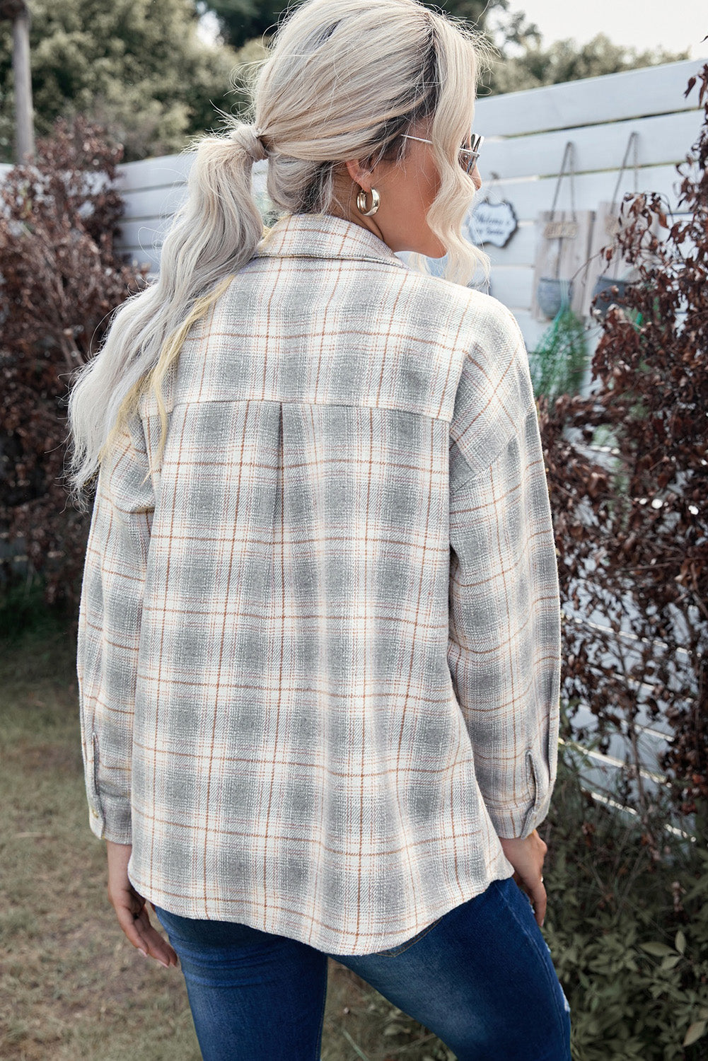 Buttoned Turn Down Collar Plaid Shirt - LA Grand