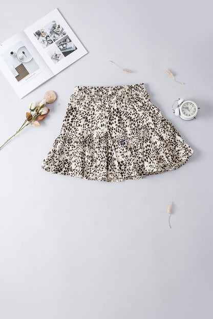 Leopard Print Ruffle Mini Skirt - LA Grand