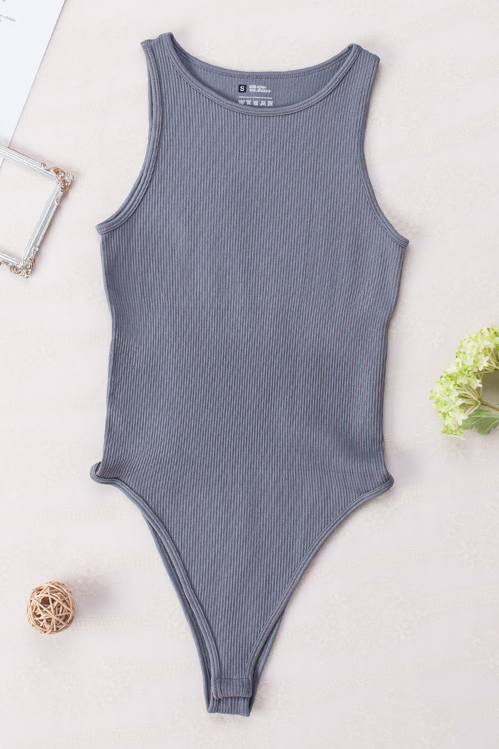 Black Solid Color Ribbed Sleeveless Sport Romper - LA Grand