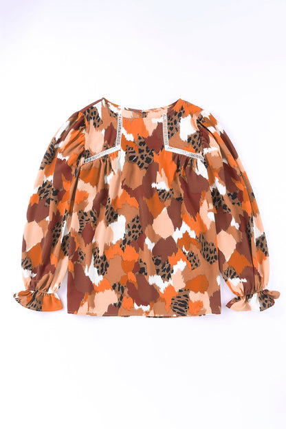 Multicolor Abstract Printed Long Sleeve Blouse - LA Grand